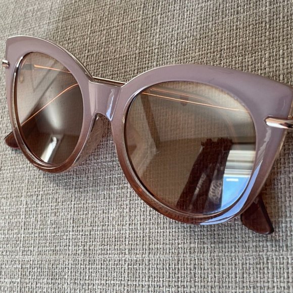 Women Sunglasses Nude/gold Tone Fashion Eye Wear Shades Mirror Lenses Cat Eyes - Picture 7 of 11